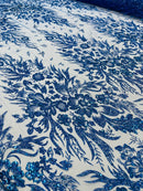 Big Glitter Damask Design On A Mesh Lace 58" Wide