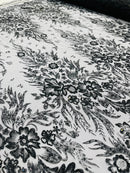 Big Glitter Damask Design On A Mesh Lace 58" Wide