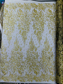 Big Glitter Damask Design On A Mesh Lace 58" Wide