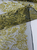 Big Glitter Damask Design On A Mesh Lace 58" Wide