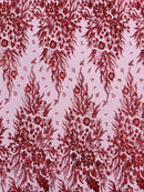 Big Glitter Damask Design On A Mesh Lace 58" Wide