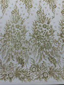 Big Glitter Damask Design On A Mesh Lace 58" Wide