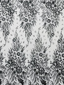 Big Glitter Damask Design On A Mesh Lace 58" Wide