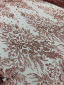 Big Glitter Damask Design On A Mesh Lace 58" Wide
