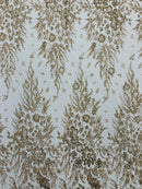 Big Glitter Damask Design On A Mesh Lace 58" Wide