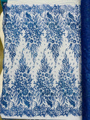 Big Glitter Damask Design On A Mesh Lace 58" Wide