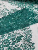 Big Glitter Damask Design On A Mesh Lace 58" Wide