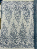 Big Glitter Damask Design On A Mesh Lace 58" Wide