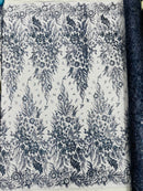 Big Glitter Damask Design On A Mesh Lace 58" Wide