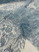 Big Glitter Damask Design On A Mesh Lace 58" Wide
