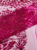 Big Glitter Damask Design On A Mesh Lace 58" Wide