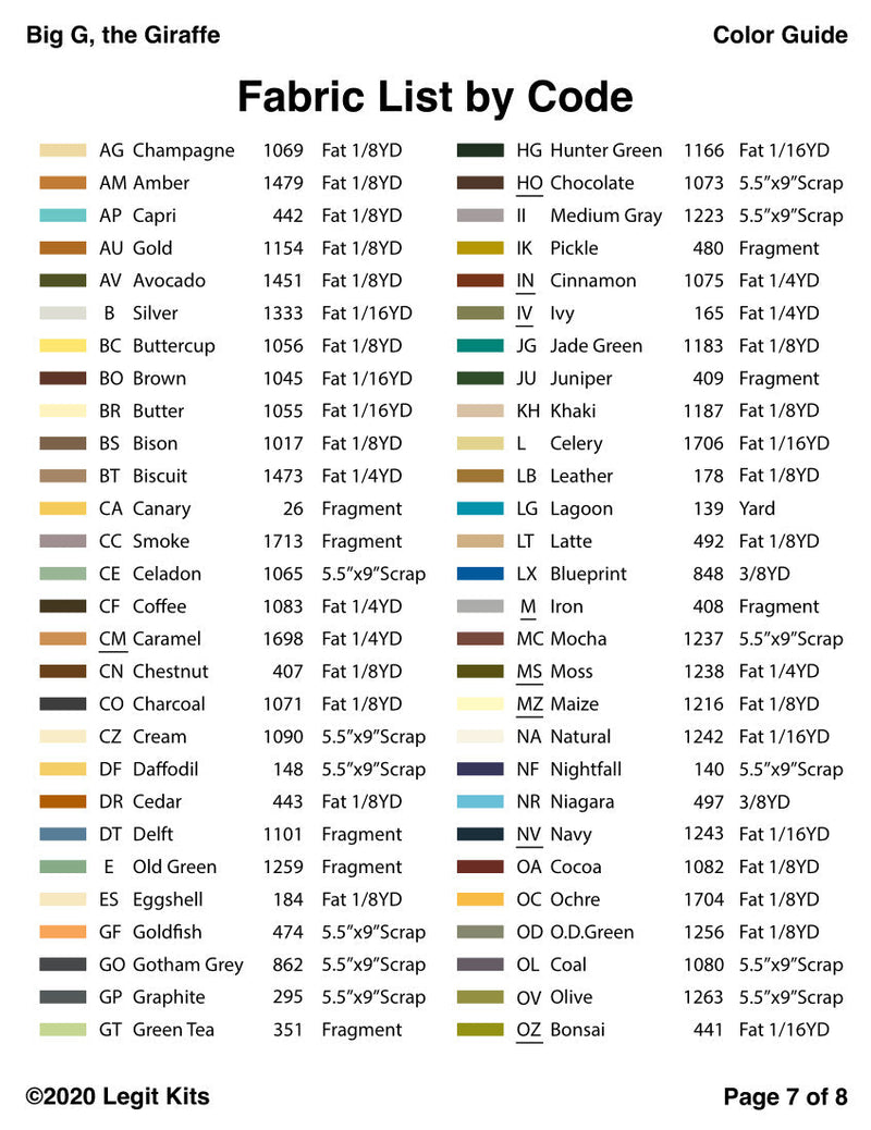 Big G the Giraffe Quilt Kit