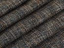 Blue & Brown Woven Upholstery Fabric - Linen Look