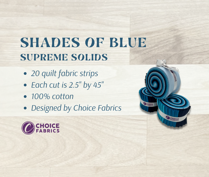 Supreme Solids - 2.5" Roll - Shades of Blue (20 cuts)