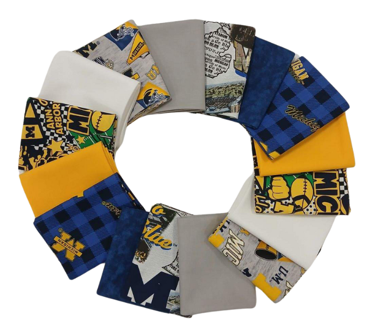 Michigan Wolverines - Fat Quarter Bundle - 16 pack (Maize & Blue)