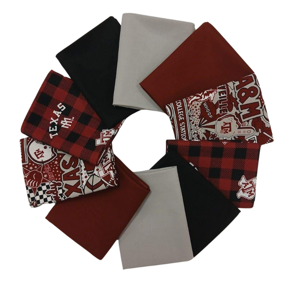 Texas A&M Aggies - Fat Quarter Bundle - 10 pack (Maroon & White)