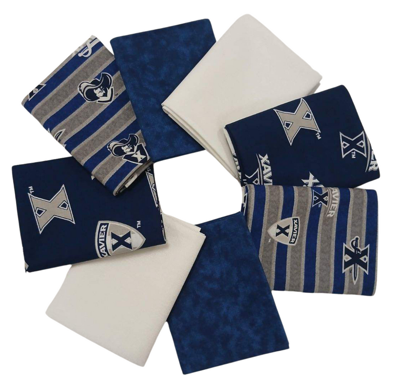 Xavier Musketeers - Fat Quarter Bundle - 10 pack (Navy & White)