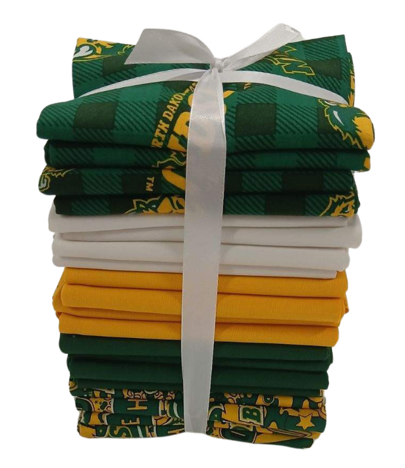 North Dakota State Bison - Fat Quarter Bundle - 20 pack (Green & Yellow)