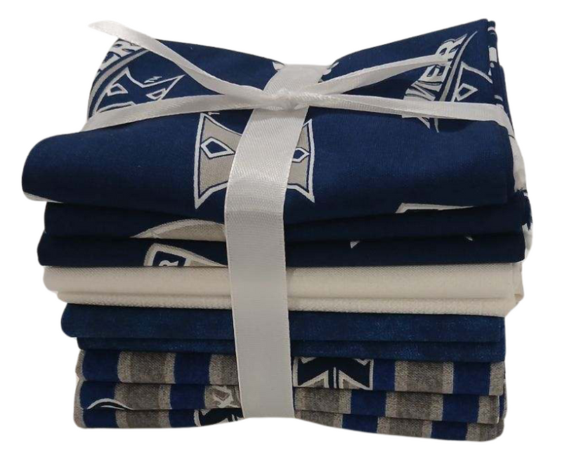 Xavier Musketeers - Fat Quarter Bundle - 10 pack (Navy & White)