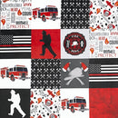 Digital Cuddle Scarlet Firefighter 58" - 60" Fabric per yard