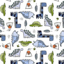 Digital Cuddle Snow Jurassic 58" - 60" Fabric per yard