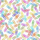 White Rainbow Paperclips Books are Magic Cotton 44"/45" Fabric Per Yard
