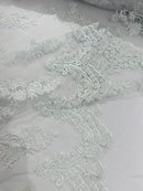 Elegant Beaded Floral Lace on Mesh 54" Wide | New Creation Fabric & Foam Inc.