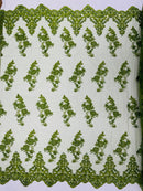 Elegant Beaded Floral Lace on Mesh 54" Wide | New Creation Fabric & Foam Inc.