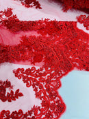 Elegant Beaded Floral Lace on Mesh 54" Wide | New Creation Fabric & Foam Inc.