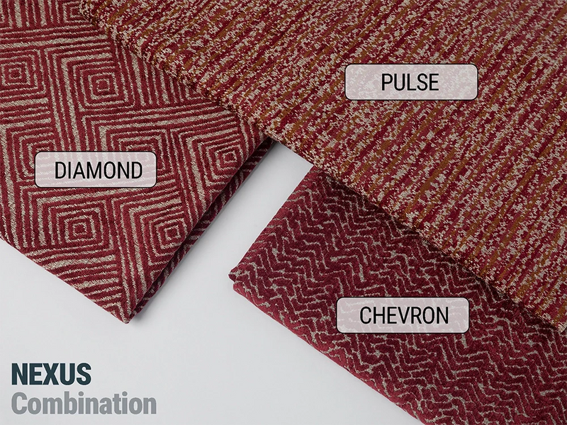 Red Geometric Upholstery Fabric – Textured & Soft