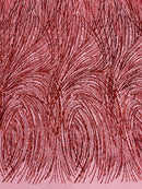 Fashion Glitter Design On A Mesh Lace 54” Wide| New Creations Fabric & Foam Inc.