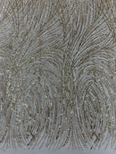 Fashion Glitter Design On A Mesh Lace 54” Wide| New Creations Fabric & Foam Inc.