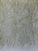 Fashion Glitter Design On A Mesh Lace 54” Wide| New Creations Fabric & Foam Inc.