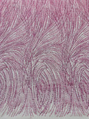 Fashion Glitter Design On A Mesh Lace 54” Wide| New Creations Fabric & Foam Inc.