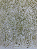 Fashion Glitter Design On A Mesh Lace 54” Wide| New Creations Fabric & Foam Inc.