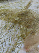Fashion Glitter Design On A Mesh Lace 54” Wide| New Creations Fabric & Foam Inc.