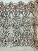 Sea Shell Sequin Damask Fabric 54” Wide