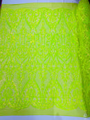 Heart Sequin Damask Fabric 54” Wide