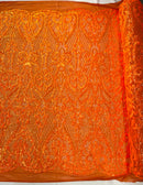 Heart Sequin Damask Fabric 54” Wide