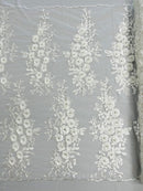 Rosa 3d Floral Design With Rhinestones 54" Wide| New Creations Fabric & Foam Inc.