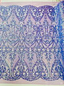 Heart Sequin Damask Fabric 54” Wide