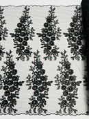 Rosa 3d Floral Design With Rhinestones 54" Wide| New Creations Fabric & Foam Inc.