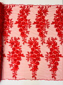 Rosa 3d Floral Design With Rhinestones 54" Wide| New Creations Fabric & Foam Inc.