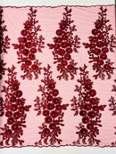 Rosa 3d Floral Design With Rhinestones 54" Wide| New Creations Fabric & Foam Inc.