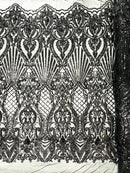 Sea Shell Sequin Damask Fabric 54” Wide