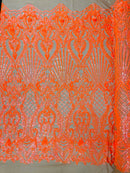 Sea Shell Sequin Damask Fabric 54” Wide