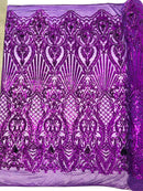 Sea Shell Sequin Damask Fabric 54” Wide
