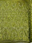 Heart Sequin Damask Fabric 54” Wide