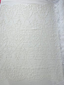 Heart Sequin Damask Fabric 54” Wide