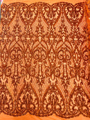 Heart Sequin Damask Fabric 54” Wide